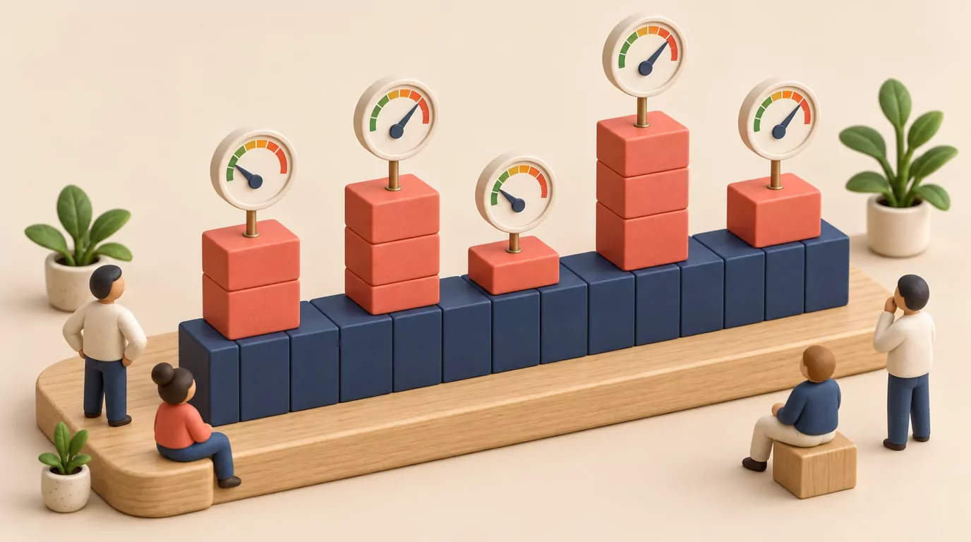 Featurebase cost stack: a base row of seat blocks with five usage meters added on top